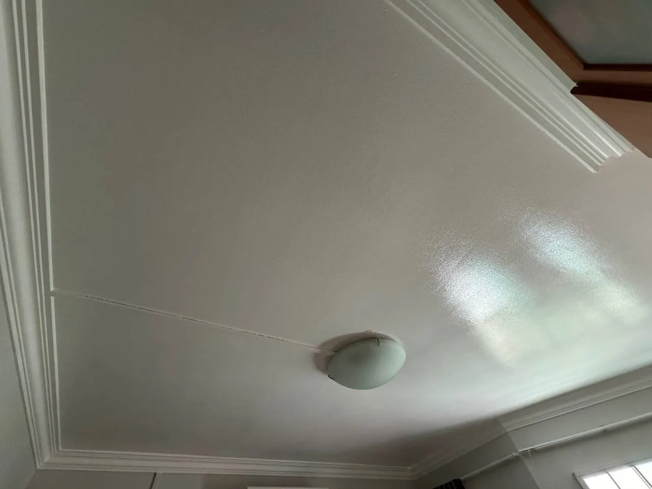 Clean corridor ceiling after Mold Defense treatment