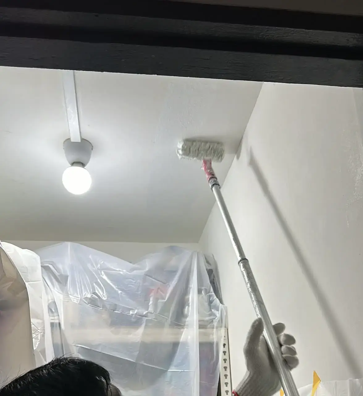 Walls freshly painted with anti-mold paint